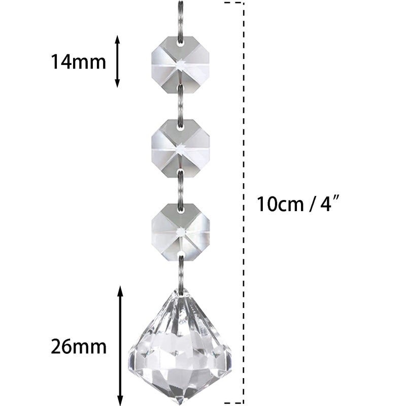 Jishi 30pk Crystal Diamond Ornaments for Christmas Tree Decorations  Hanging Clear Plastic Acrylic Diamonds for Wedding Anniversary Party Decoration Centerpieces Chandelier Prism Drop Pendant Supplies - Image 2